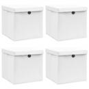 Aufbewahrungsboxen mit Deckeln 4 Stk. Weiß 32x32x32 cm Stoff