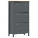 Schuhschrank Hill Grau 72x35x124 cm Massivholz Kiefer