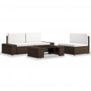4-tlg. Garten-Lounge-Set Poly Rattan Braun