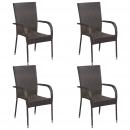 Stapelbare Gartenstühle 4 Stk. Poly Rattan Braun