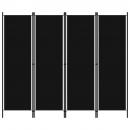4-tlg. Raumteiler Schwarz 200x180 cm  