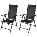 Gartenstühle Klappbar 2 Stk. Aluminium und Textilene Schwarz
