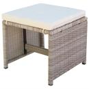 11-tlg. Garten-Essgruppe mit Auflagen Poly Rattan Beige