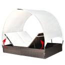 Doppel-Sonnenliege mit Sonnendach Poly Rattan Braun