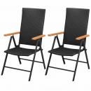 Stapelbare Gartenstühle 2 Stk. Poly Rattan Schwarz