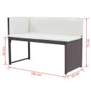 5-tlg. Garten-Essgruppe Stahl Poly Rattan Braun