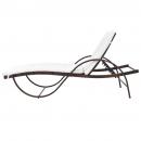 Sonnenliege mit Auflage Poly Rattan Braun