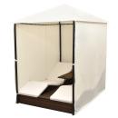 Doppel-Sonnenliege mit Vorhang Poly Rattan Braun