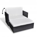2-tlg. Garten-Lounge-Set mit Auflagen Poly Rattan Schwarz