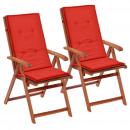 Gartenstuhlauflagen für Hochlehner 2 Stk. Rot 120x50x3 cm Stoff