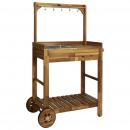 Servierwagen Akazienolz Massiv 92 x 43,5 x 141,5 cm