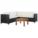 4-tlg. Garten-Lounge-Set mit Auflagen Poly Rattan Schwarz