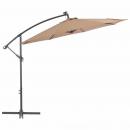 Ampelschirm mit LED-Leuchten und Stahlmast 300 cm Taupe
