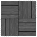 Terrassenfliesen 11 Stk. Tief Geprägt WPC 30x30cm 1 qm Schwarz