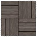 Terrassenfliesen 11Stk Tief Geprägt WPC 30x30cm 1qm Dunkelbraun