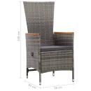 7-tlg. Garten-Essgruppe mit Kissen Poly-Rattan Grau