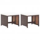 Gartenhocker 2 Stk. mit Sitzkissen Poly Rattan Braun