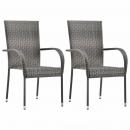 Gartenstühle Stapelbar 2 Stk. Grau Poly Rattan