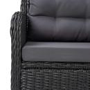 Gartenstühle 2 Stk. mit Teetisch Poly Rattan Schwarz