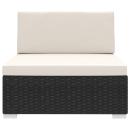 Modular-Sofa-Mittelteil 1 Stk. + Auflagen Poly Rattan Schwarz