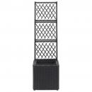 Hochbeet mit Rankgitter 1 Topf 30x30x107cm Poly Rattan Schwarz