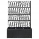 Hochbeet mit Rankgitter 3 Töpfe 83×30×130cm Poly Rattan Schwarz