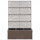 Hochbeet mit Rankgitter 3 Töpfe 83×30×130cm Poly Rattan Braun