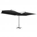 Doppelsonnenschirm mit Stahlmast 250×250 cm Schwarz