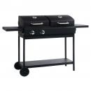 Gas- und Holzkohle-Grill mit 2 Brennern