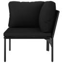 3-tlg. Garten-Lounge-Set mit Auflagen Schwarz PVC
