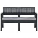2-Sitzer-Gartenbank mit Auflagen 120 cm Kunststoff Anthrazit