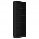 Bücherregal 5 Fächer Schwarz 60x24x175 cm Holzwerkstoff