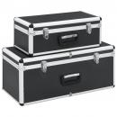 Aufbewahrungskoffer 2 Stk. Schwarz Aluminium 