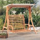 Hollywoodschaukel mit Dach Massivholz Fichte mit Teak-Finish