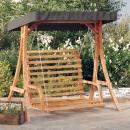 Hollywoodschaukel mit Dach Massivholz Fichte mit Teak-Finish