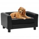 Hundesofa Schwarz 60x43x30 cm Plüsch und Kunstleder   