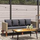 2-Sitzer-Gartensofa mit Auflagen Poly Rattan Beige