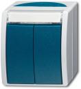 Busch-Jaeger 2621 WN-53-205-101 Doppeltaster/Serientaster 2 Schließer, 1-polig (Arbeitsstrom) , Grau/Blaugrün, Ocean IP44 (2CKA001484A0374)