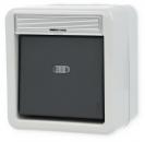 Gira 011230 Wipp-Kontrollschalter 10 A 250 V~ mit Beschriftungsfeld und Glimmlampenelement Ausschalter 2polig, Wassergeschützt Aufputz System (IP 44), Grau