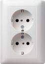 Gira 078303 SCHUKO-Doppelsteckdose 16 A 250 V~ mit integriertem erhöhten Berührungsschutz (Shutter) und Vollplatte, System 55, Reinweiß glänzend