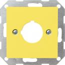 Abdeckung mit Tragring zur Aufnahme von Drucktastern, Pilztastern etc., mit ø 22,5 mm, System 55, Gelb glänzend, Gira 0271 02