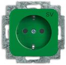 Busch-Jaeger 20 EUC-13-212-103 SCHUKO Steckdosen-Einsatz mit Aufdruck, Duro 2000 Si, grün (2CKA002011A6259)