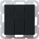 Gira 2844005 Wipptaster 3fach 10 A 250 V ~mit Wippen, Schließer 1-polig, System 55, schwarz matt