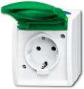 ARDEBO.de Busch-Jaeger 20 EWN-13-53 SCHUKO® Steckdose mit grünem Klappdeckel, grau/blaugrün, grün, ocean® (IP 44) (2CKA002083A0819)