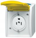 Busch-Jaeger 3015 EWN-53 Busch-Nema-Steckdose mit gelbem Klappdeckel, Ocean IP44, grau/blaugrün (2CKA002124A0023)