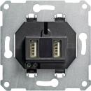 Gira 235900 Einsatz USB-Spannungsversorgung, 2fach, Typ A / Typ A, System 55, schwarz