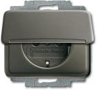 Busch-Jaeger 20 EUK-20 SCHUKO® Steckdosen-Einsatz mit Klappdeckel, Busch alpha, Platin