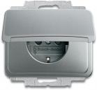 Busch-Jaeger 20 EUK-266 SCHUKO® Steckdosen-Einsatz mit Klappdeckel, Busch alpha, Titan