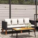 2-Sitzer-Gartensofa mit Auflagen Poly Rattan Schwarz