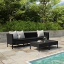 6-tlg. Garten-Lounge-Set mit Auflagen Poly Rattan Schwarz